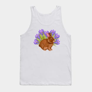 Bunny In The Crocus Flower Field Tank Top